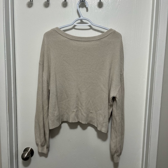 Women's Cream Ribbed Sweater - Picture 3 of 5